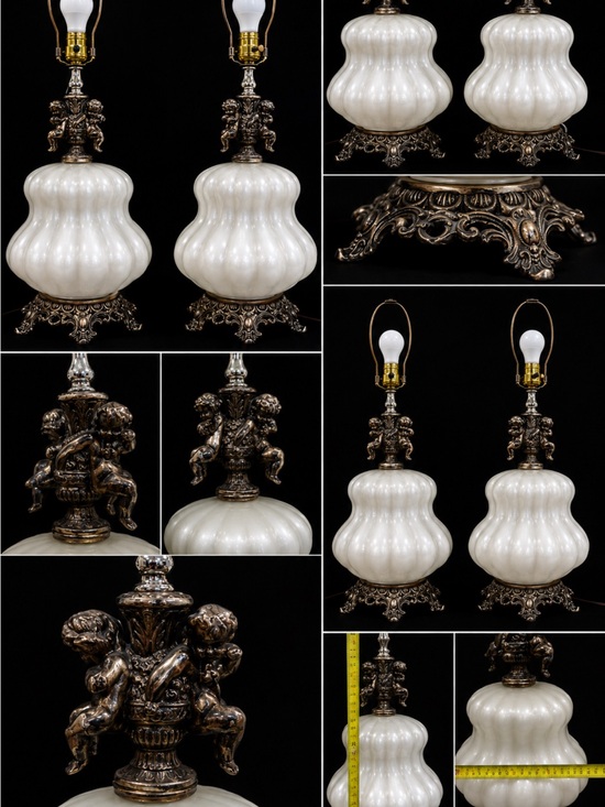Other - Pair Of Vintage Cornell Victorian Cherub Lamp Hollywood Regency